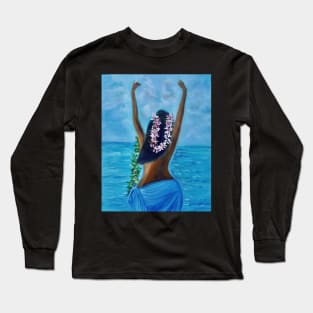 Hula on the Beach Flower Leis Long Sleeve T-Shirt